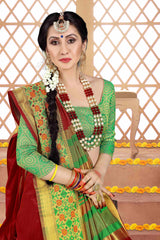 Red Cotton Silk Woven Saree