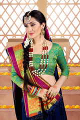 Shop Elegant Blue Cotton Silk Woven Saree