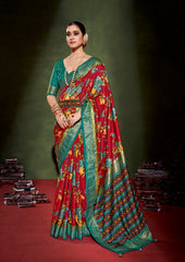 Shop Elegant Cornell Red Cotton Silk Floral Print Saree