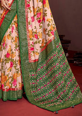 Shop Elegant Rose Gold Cotton Silk Floral Print Saree