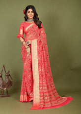 Shop Elegant Peach Cotton Silk Patola Print Saree