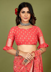 Shop Elegant Peach Cotton Silk Patola Print Saree