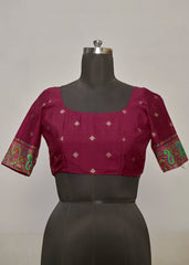 Shop Elegant Wine Berry Velvet Tussar Silk Floral Print Saree