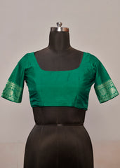 Teal Green Velvet Tussar Silk Floral Print Saree