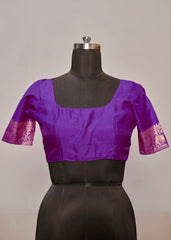 Purple Velvet Tussar Silk Floral Print Saree