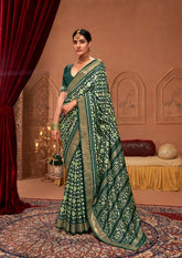 Shop Elegant Lunar Green Ikkat Print Saree