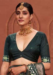 Shop Elegant Lunar Green  Ikkat Print Saree