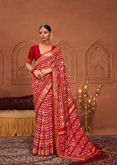 Persian Red Ikkat Print Saree