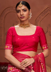 Persian Red  Ikkat Print Saree