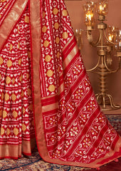 Persian Red Ikkat Polka Dot Saree-3900