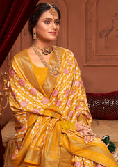 Tahiti Gold Ikkat Polka Dot Saree-3902