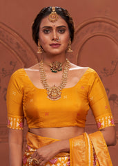 Tahiti Gold  Ikkat Print Saree