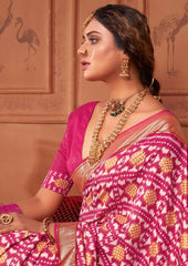 Shop Elegant Tulip Pink  Ikkat Print Saree