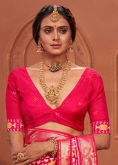 Shop Elegant Tulip Pink  Ikkat Print Saree