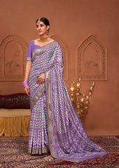 Lavender  Ikkat Print Saree