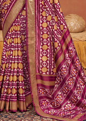 Vivid Burgundy Ikkat Polka Dot Saree-3908