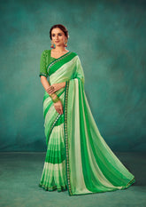 Olive Green Chiffon Solid Saree