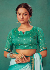 Shop Elegant Fountain Blue Chiffon Solid Saree