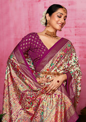 Shop Elegant Off White Tussar Silk Ethnic Motif Saree