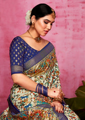 Shop Elegant Off White Tussar Silk Ethnic Motif Saree