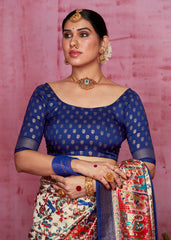 Shop Elegant Off White Tussar Silk Ethnic Motif Saree