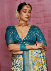 Shop Elegant Off White Tussar Silk Ethnic Motif Saree