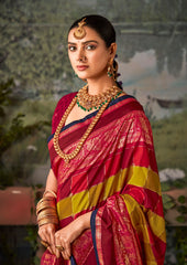 Exquisite Multi Tussar Silk Saree with Intricate Block Prints