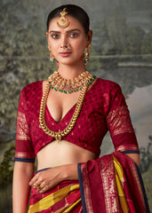 Exquisite Multi Tussar Silk Saree with Intricate Block Prints