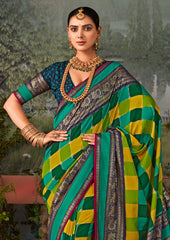 Exquisite Multi Tussar Silk Saree with Intricate Block Prints