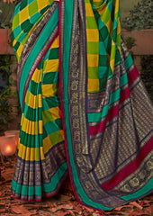 Exquisite Multi Tussar Silk Saree with Intricate Block Prints