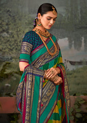 Exquisite Multi Tussar Silk Saree with Intricate Block Prints