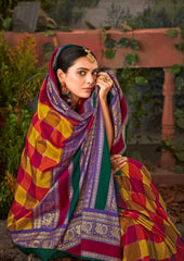 Exquisite MultiColored Tussar Silk Saree with Intricate Block Prints