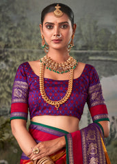 Exquisite MultiColored Tussar Silk Saree with Intricate Block Prints