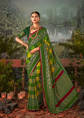Exquisite Green Tussar Silk Saree