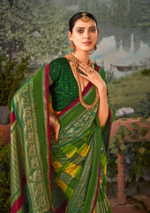 Exquisite Green Tussar Silk Saree