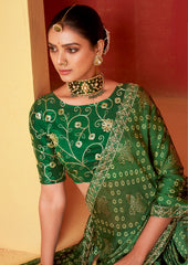 Shop Elegant Green Chiffon Foil Print Saree