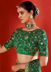 Shop Elegant Green Chiffon Foil Print Saree