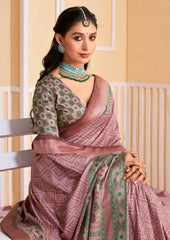 Exquisite Pink Tussar Silk Bandhani Saree