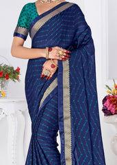 Elegant Blue Chiffon Bandhani Print Saree