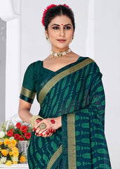 Shop Elegant Blue Chiffon Bandhani Print Saree