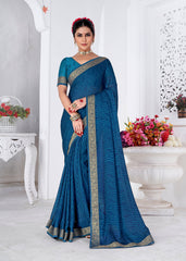 Shop Elegant Blue Chiffon Bandhani Print Saree
