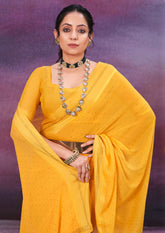 Shop Elegant Yellow Chiffon Swarovski Saree - Luxury Style