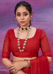 Wine Chiffon Swarovski Saree