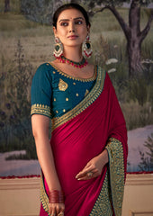 Red Vichitra Gota Patti Saree