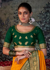 Golden Vichitra Gota Patti Saree