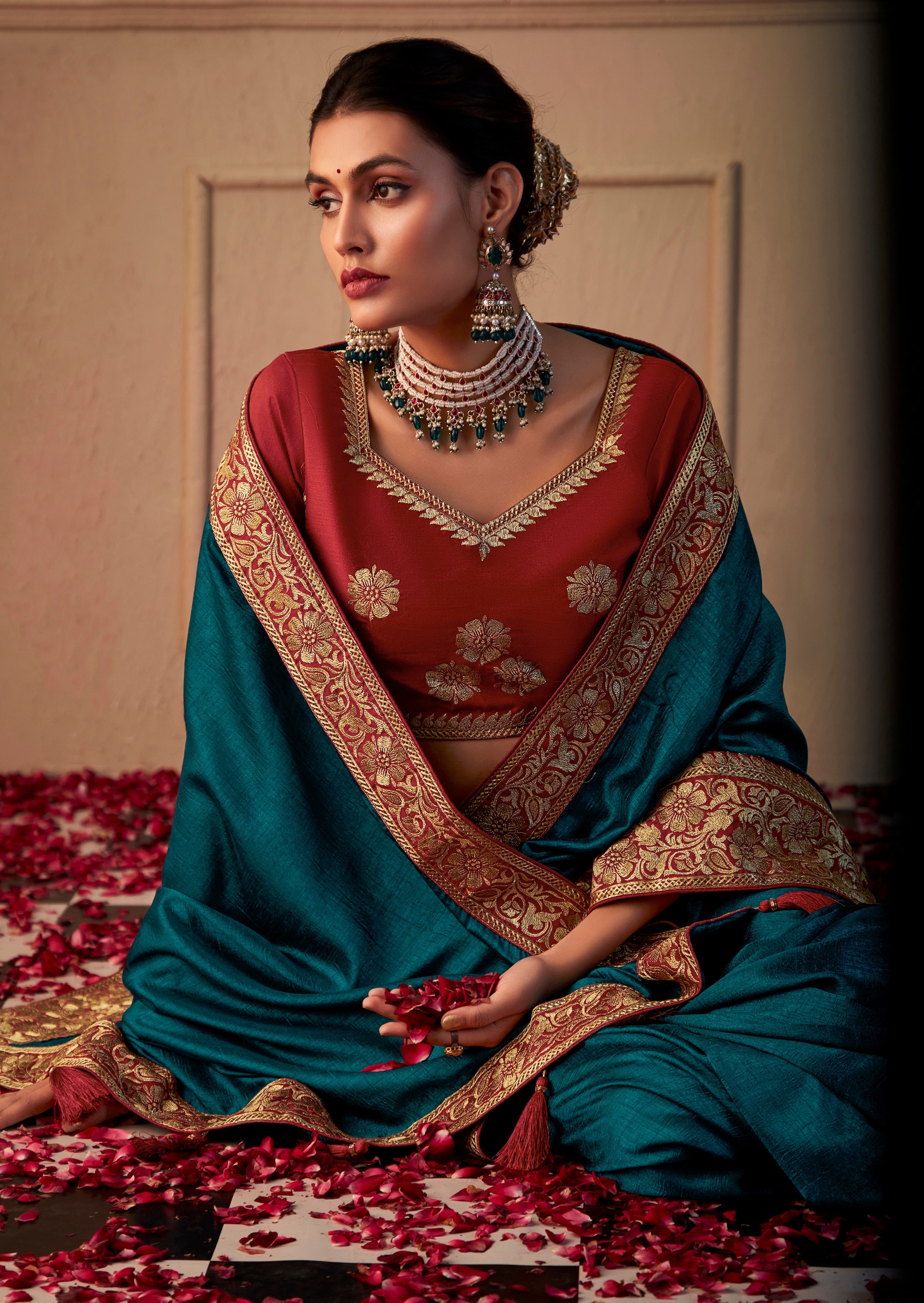 Blue Vichitra Gota Patti Saree