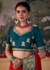 Red Vichitra Gota Patti Saree