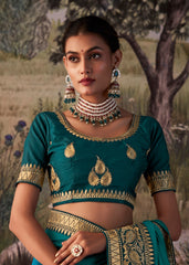 Elegant Green Vichitra Gota Patti Saree