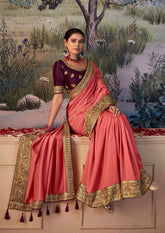 Red Vichitra Gota Patti Saree