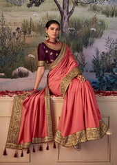 Red Vichitra Gota Patti Saree